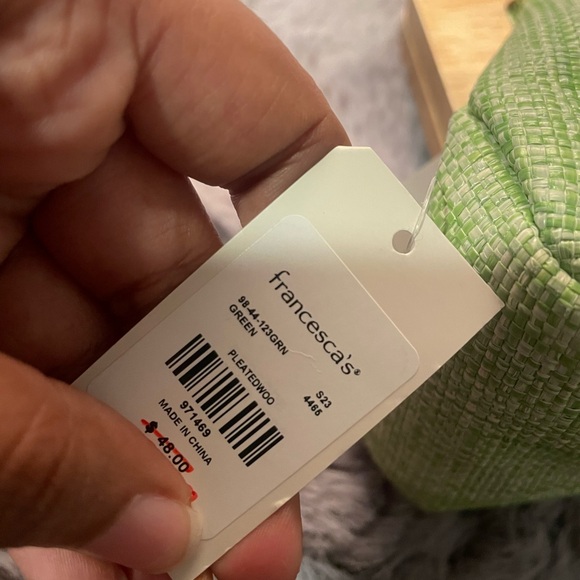 Francesca’s Pleatedwood Clutch Light Green / Super Cute Handbag - Picture 3 of 4